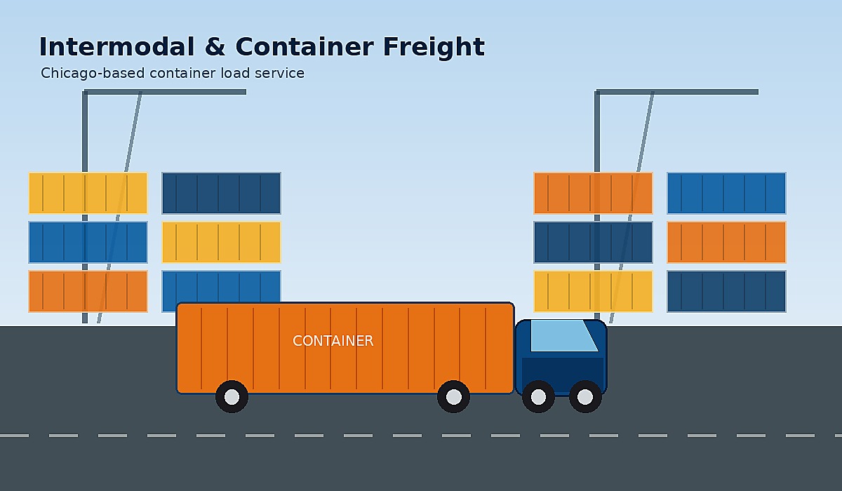 Intermodal truck hauling a container load